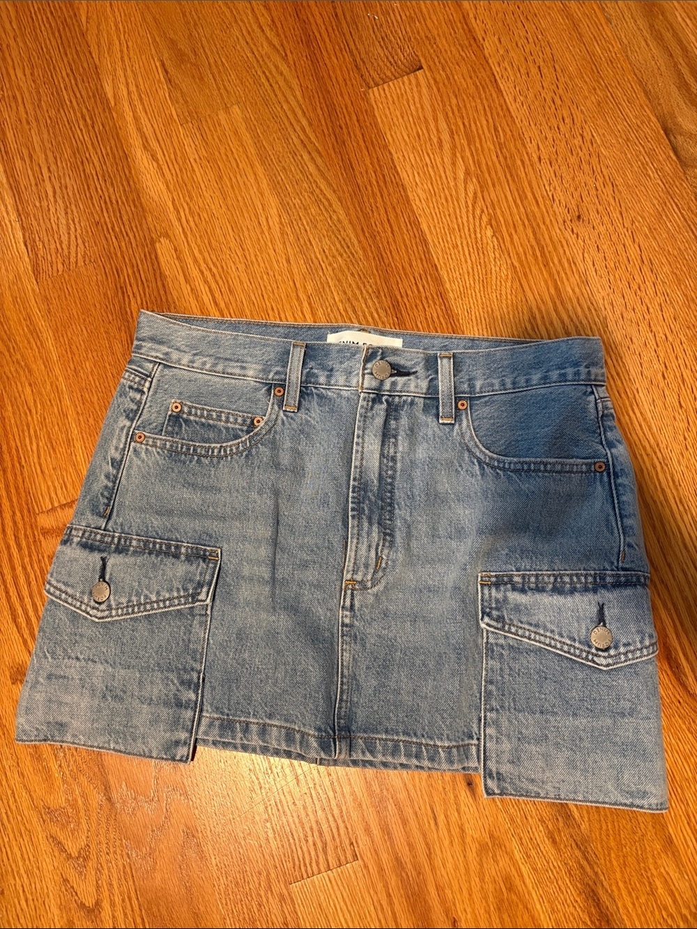 Aritzia Denim Cargo Mini Skirt in Washed Blue